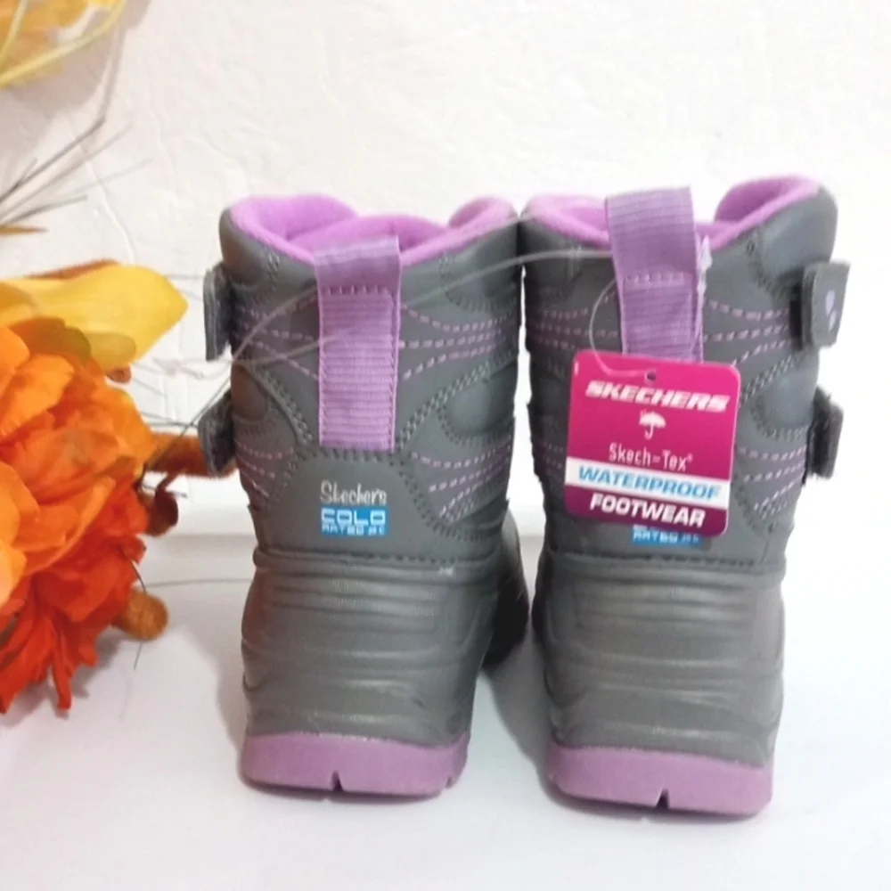 SKECHERS KIDS COLD RATED 29°C WATERPROOF INSULATED RAIN SNOW BOOTS SIZE 8 NWT